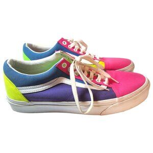 Vans Neon Color Block Sneakers Men's 9.5 Women's 11 #721356 Pink Blue Yellow